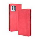 For Motorola Moto Edge S Magnetic Buckle Retro Crazy Horse Texture Horizontal Flip Leather Case with Holder & Card Slots & Photo Frame(Red) - 1