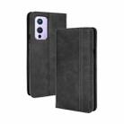 For OnePlus 9 (Europe and America Version) Magnetic Buckle Retro Crazy Horse Texture Horizontal Flip Leather Case with Holder & Card Slots & Photo Frame(Black) - 1