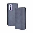 For OnePlus 9 (Europe and America Version) Magnetic Buckle Retro Crazy Horse Texture Horizontal Flip Leather Case with Holder & Card Slots & Photo Frame(Blue) - 1