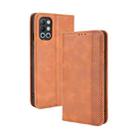 For OnePlus 9R Magnetic Buckle Retro Crazy Horse Texture Horizontal Flip Leather Case with Holder & Card Slots & Photo Frame(Brown) - 1