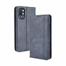 For OnePlus 9R Magnetic Buckle Retro Crazy Horse Texture Horizontal Flip Leather Case with Holder & Card Slots & Photo Frame(Blue) - 1