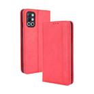 For OnePlus 9R Magnetic Buckle Retro Crazy Horse Texture Horizontal Flip Leather Case with Holder & Card Slots & Photo Frame(Red) - 1