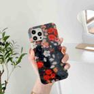 For iPhone 12 mini Shell Pattern Protective Case (Red Flower on Black) - 1