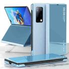 For Huawei Mate X2 Electroplated Mirror Protective Case with Holder(Blue) - 1
