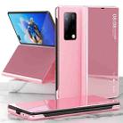 For Huawei Mate X2 Electroplated Mirror Protective Case with Holder(Pink) - 1