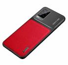 For vivo S7 Frosted Metal + Leather Texture Protective Case(Red) - 1