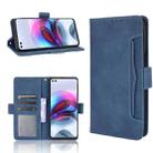 For Motorola Edge S / Moto G100 Skin Feel Calf Pattern Horizontal Flip Leather Case with Holder & Card Slots & Photo Frame(Blue) - 1