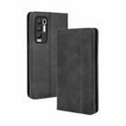 For OPPO Reno5 Pro Plus / Find X3 Neo Magnetic Buckle Retro Crazy Horse Texture Horizontal Flip Leather Case with Holder & Card Slots & Photo Frame(Black) - 1