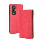 For OPPO Reno5 Pro Plus / Find X3 Neo Magnetic Buckle Retro Crazy Horse Texture Horizontal Flip Leather Case with Holder & Card Slots & Photo Frame(Red) - 1
