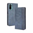 For Xiaomi Redmi Note 10 4G / Note 10S Magnetic Buckle Retro Crazy Horse Texture Horizontal Flip Leather Case with Holder & Card Slots & Photo Frame(Blue) - 1