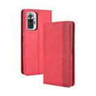 For Xiaomi Redmi Note 10 Pro/Note 10 Pro Max 4G Magnetic Buckle Retro Crazy Horse Texture Horizontal Flip Leather Case with Holder & Card Slots & Photo Frame(Red) - 1