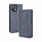 For Xiaomi Mi 11 Lite 5G / 4G Magnetic Buckle Retro Crazy Horse Texture Horizontal Flip Leather Case with Holder & Card Slots & Photo Frame(Blue) - 1