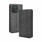 For Xiaomi Mi 11 Pro Magnetic Buckle Retro Crazy Horse Texture Horizontal Flip Leather Case with Holder & Card Slots & Photo Frame(Black) - 1