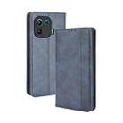 For Xiaomi Mi 11 Pro Magnetic Buckle Retro Crazy Horse Texture Horizontal Flip Leather Case with Holder & Card Slots & Photo Frame(Blue) - 1