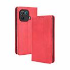 For Xiaomi Mi 11 Pro Magnetic Buckle Retro Crazy Horse Texture Horizontal Flip Leather Case with Holder & Card Slots & Photo Frame(Red) - 1