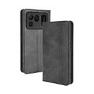 For Xiaomi Mi 11 Ultra Magnetic Buckle Retro Crazy Horse Texture Horizontal Flip Leather Case with Holder & Card Slots & Photo Frame(Black) - 1