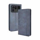 For Xiaomi Mi 11 Ultra Magnetic Buckle Retro Crazy Horse Texture Horizontal Flip Leather Case with Holder & Card Slots & Photo Frame(Blue) - 1