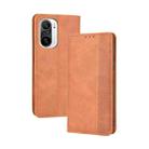 For Xiaomi Mi 11i / Poco F3 / Redmi K40 / K40 Pro / K40 Pro+ Magnetic Buckle Retro Crazy Horse Texture Horizontal Flip Leather Case with Holder & Card Slots & Photo Frame(Brown) - 1