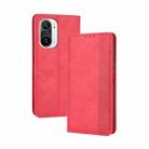 For Xiaomi Mi 11i / Poco F3 / Redmi K40 / K40 Pro / K40 Pro+ Magnetic Buckle Retro Crazy Horse Texture Horizontal Flip Leather Case with Holder & Card Slots & Photo Frame(Red) - 1