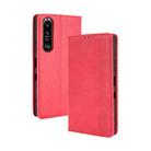 For Sony Xperia 1 III Magnetic Buckle Retro Crazy Horse Texture Horizontal Flip Leather Case with Holder & Card Slots & Photo Frame(Red) - 1