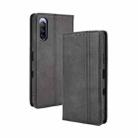 For Sony Xperia 10 III Magnetic Buckle Retro Crazy Horse Texture Horizontal Flip Leather Case with Holder & Card Slots & Photo Frame(Black) - 1