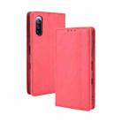 For Sony Xperia 10 III Magnetic Buckle Retro Crazy Horse Texture Horizontal Flip Leather Case with Holder & Card Slots & Photo Frame(Red) - 1