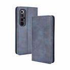 For Xiaomi Mi 10S Magnetic Buckle Retro Crazy Horse Texture Horizontal Flip Leather Case with Holder & Card Slots & Photo Frame(Blue) - 1