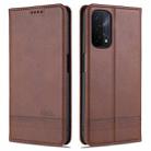 For OPPO A93 (5G) AZNS Magnetic Calf Texture Horizontal Flip Leather Case with Card Slots & Holder & Wallet(Dark Brown) - 1