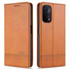 For OPPO A74 (5G) AZNS Magnetic Calf Texture Horizontal Flip Leather Case with Card Slots & Holder & Wallet(Light Brown) - 1