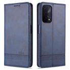 For OPPO A74 (5G) AZNS Magnetic Calf Texture Horizontal Flip Leather Case with Card Slots & Holder & Wallet(Dark Blue) - 1