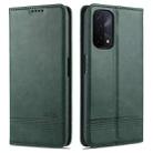 For OPPO A74 (5G) AZNS Magnetic Calf Texture Horizontal Flip Leather Case with Card Slots & Holder & Wallet(Dark Green) - 1