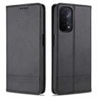 For OPPO A74 (5G) AZNS Magnetic Calf Texture Horizontal Flip Leather Case with Card Slots & Holder & Wallet(Black) - 1