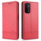 For OPPO A74 (5G) AZNS Magnetic Calf Texture Horizontal Flip Leather Case with Card Slots & Holder & Wallet(Red) - 1