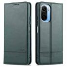 For Xiaomi Redmi K40 AZNS Magnetic Calf Texture Horizontal Flip Leather Case with Card Slots & Holder & Wallet(Dark Green) - 1