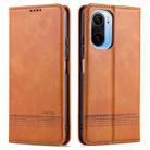For Xiaomi Redmi K40 Pro AZNS Magnetic Calf Texture Horizontal Flip Leather Case with Card Slots & Holder & Wallet(Light Brown) - 1