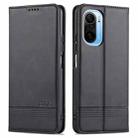 For Xiaomi Redmi K40 Pro AZNS Magnetic Calf Texture Horizontal Flip Leather Case with Card Slots & Holder & Wallet(Black) - 1