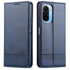 For Xiaomi Poco F3 AZNS Magnetic Calf Texture Horizontal Flip Leather Case with Card Slots & Holder & Wallet(Dark Blue) - 1