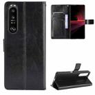 For Sony Xperia 1 III Retro Crazy Horse Texture Horizontal Flip Leather Case with Holder & Card Slots & Photo Frame(Black) - 1