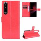 For Sony Xperia 1 III Retro Crazy Horse Texture Horizontal Flip Leather Case with Holder & Card Slots & Photo Frame(Red) - 1