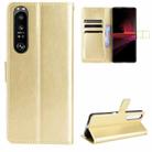 For Sony Xperia 1 III Retro Crazy Horse Texture Horizontal Flip Leather Case with Holder & Card Slots & Photo Frame(Gold) - 1