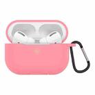 Solid Color Silicone Earphone Protective Case for AirPods Pro, with Hook(Pink) - 1