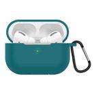 Solid Color Silicone Earphone Protective Case for AirPods Pro, with Hook(Official Green) - 1