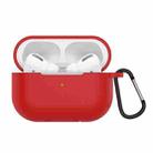 Solid Color Silicone Earphone Protective Case for AirPods Pro, with Hook(Red) - 1