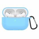 Solid Color Silicone Earphone Protective Case for AirPods Pro, with Hook(Sky Blue) - 1