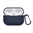 Solid Color Silicone Earphone Protective Case for AirPods Pro, with Hook(Midnight Blue) - 1