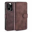 For Xiaomi Redmi K40 Pro DG.MING Retro Oil Side Horizontal Flip Leather Case with Holder & Card Slots & Wallet(Coffee) - 1