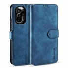 For Xiaomi Redmi K40 Pro DG.MING Retro Oil Side Horizontal Flip Leather Case with Holder & Card Slots & Wallet(Blue) - 1