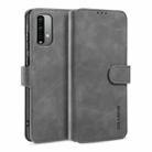 For Xiaomi Redmi Note 9 4G DG.MING Retro Oil Side Horizontal Flip Leather Case with Holder & Card Slots & Wallet(Grey) - 1