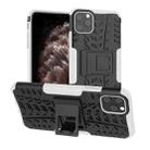 For iPhone 11 Pro Max Tire Texture TPU + PC Shockproof Case with Holder(White) - 1