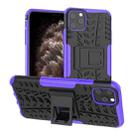 For iPhone 11 Pro Max Tire Texture TPU + PC Shockproof Case with Holder(Purple) - 1